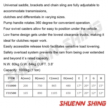 臥式變速箱千斤頂 (1T)J-FJ1000