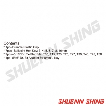 18件星型六角及L型扳手組 T-1119