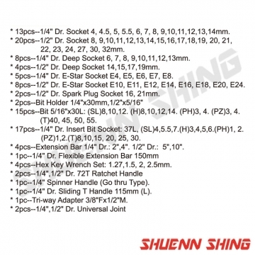 110件 2分,4分套筒組 110pcs 1/4