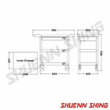 三層一抽工具車J-3518