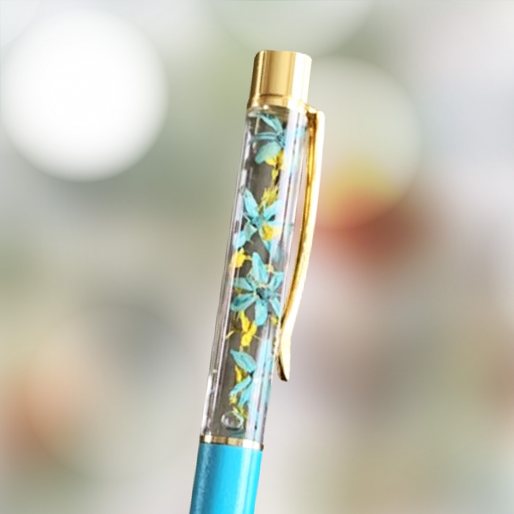 50500 Pressed Flower Ballpoint Pen-BLUE
