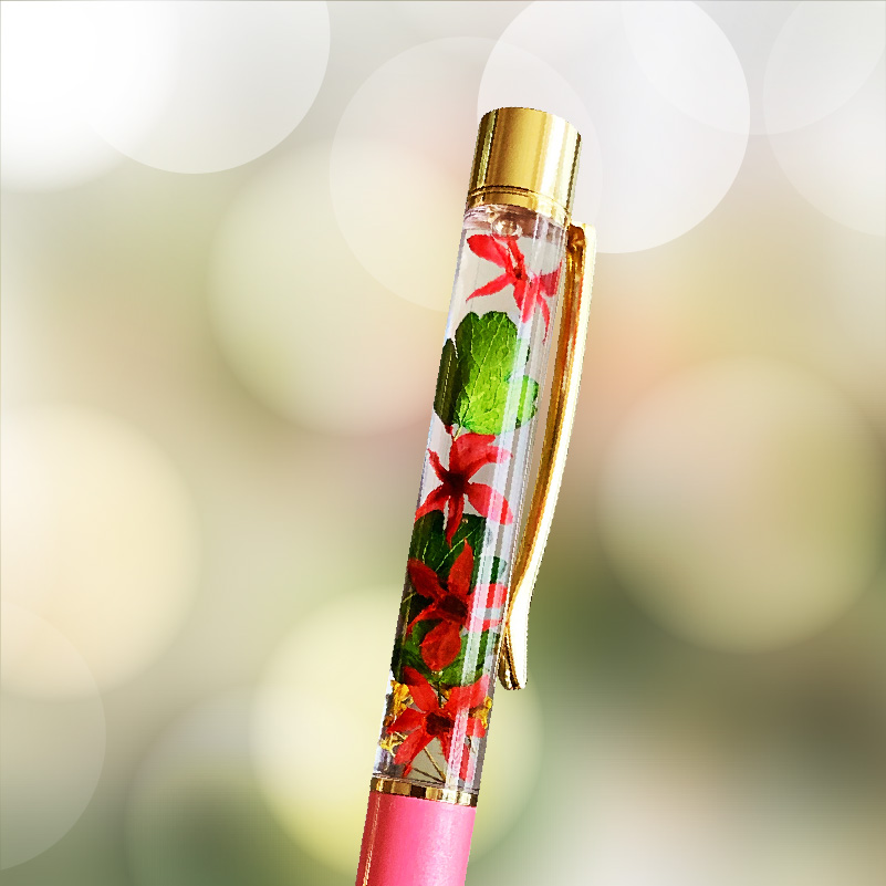 50500 Pressed Flower Ballpoint Pen-PINK