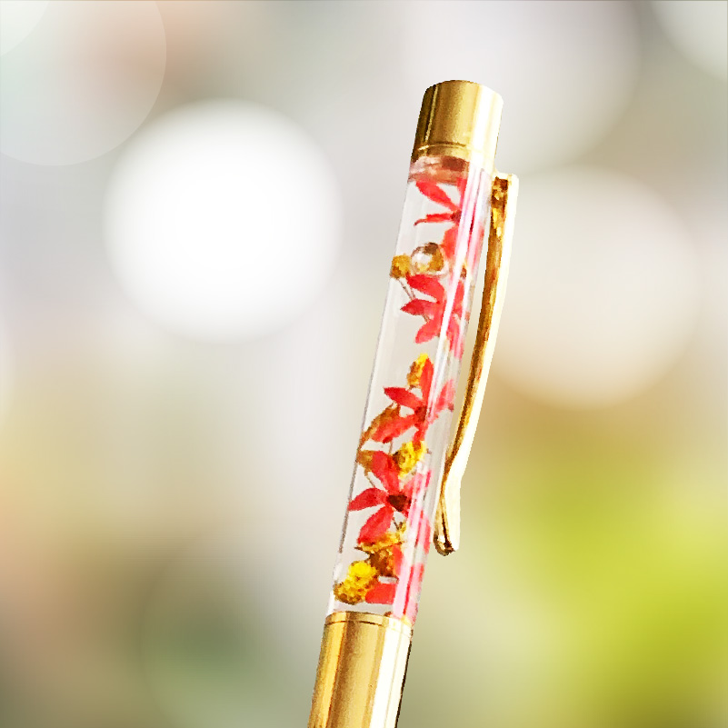 50500 Pressed Flower Ballpoint Pen-GOLD