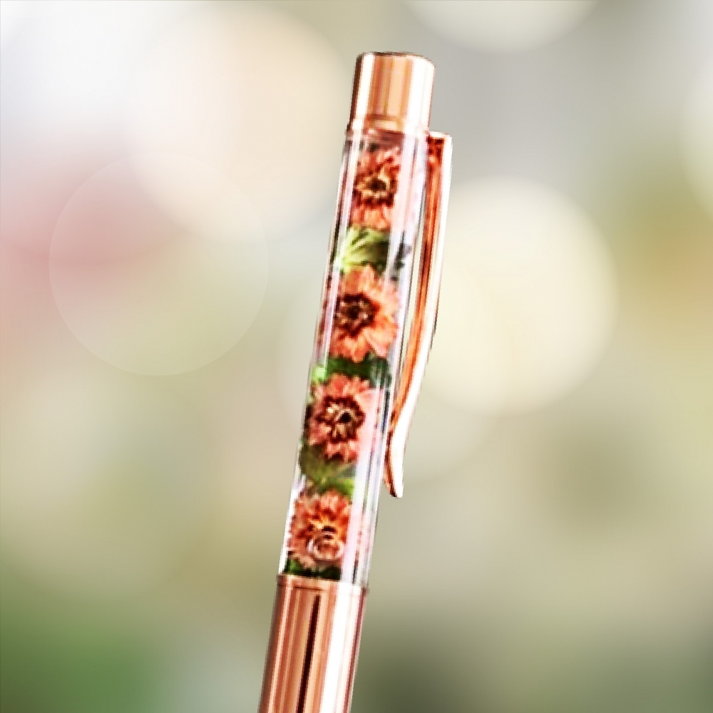 50500 Pressed Flower Ballpoint Pen-ROSE GOLD